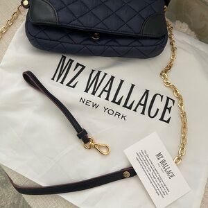 MZ Wallace Navy Quilted Crossbody Bag